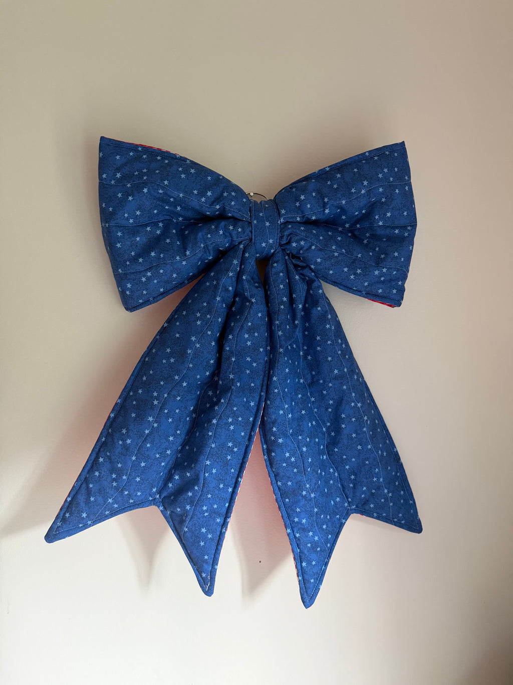 Quilted reversible door bow - stars & gingham